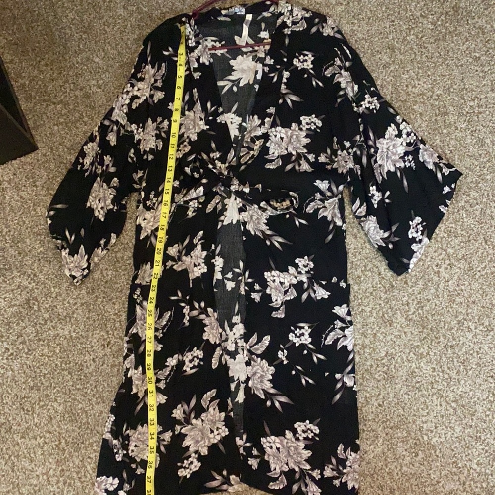 Black floral robe